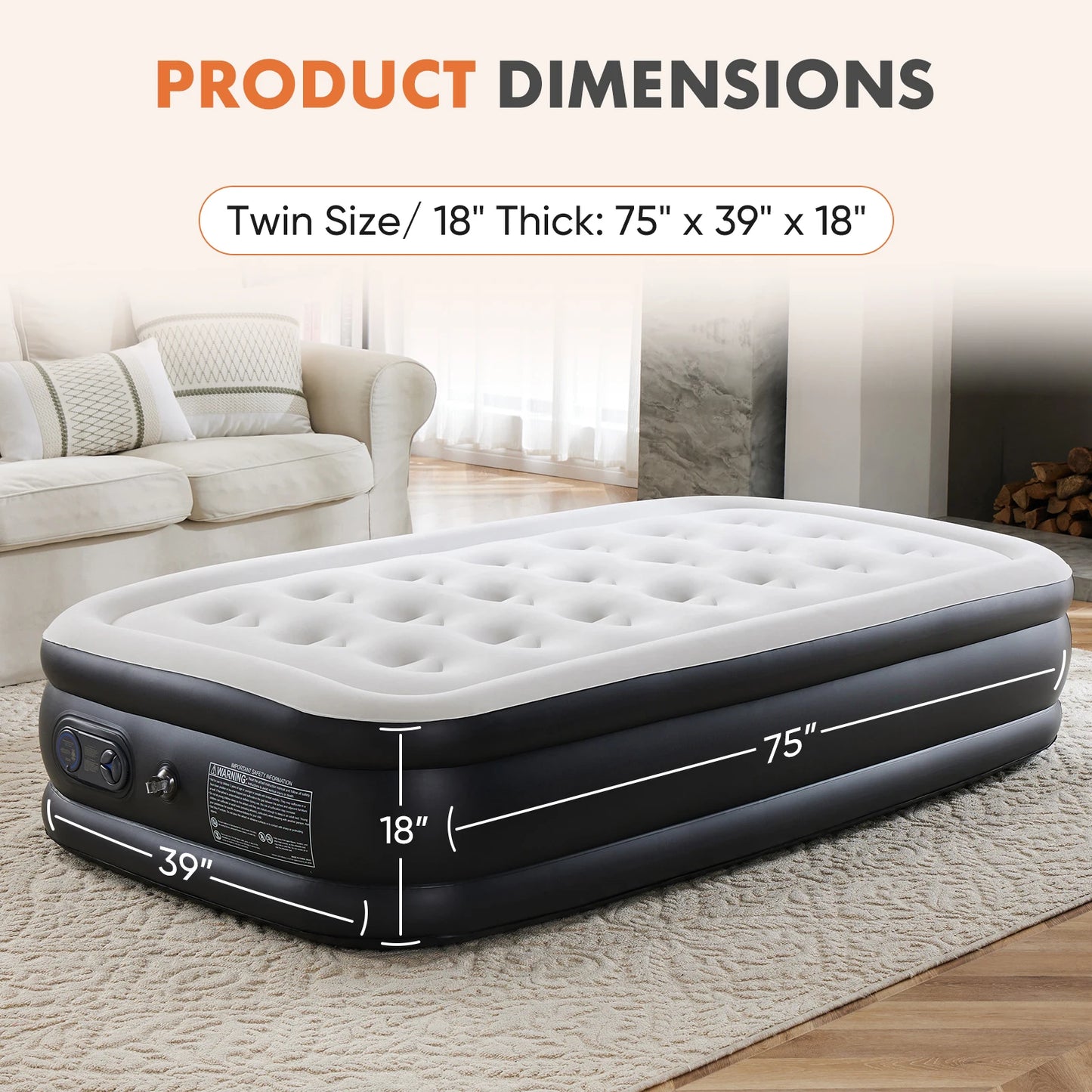 Air Mattress With Built In Pump For Home Camping Non Slip Bottom