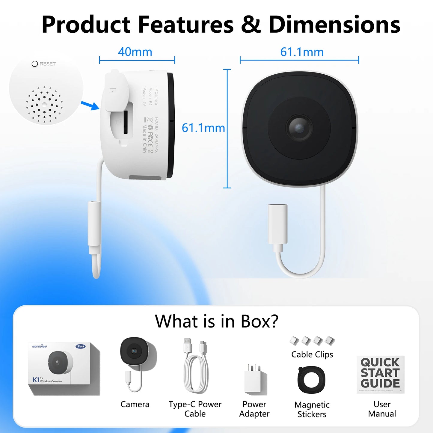 2K 3MP Window Wireless Security Camera With Night Vision