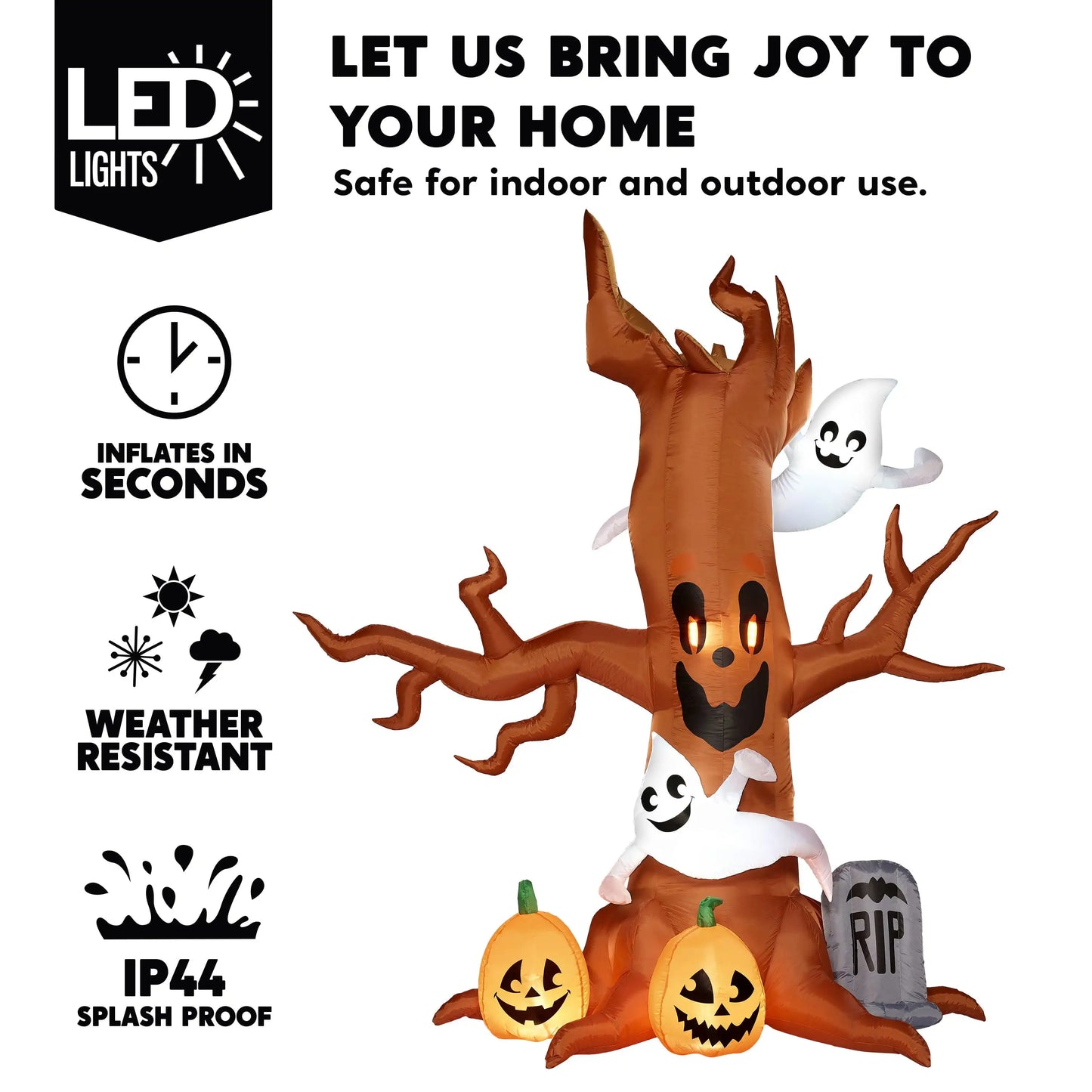 8 FT Tall Scary Tree Halloween Inflatable Halloween Tree with Ghost and Build-in LEDs Blow up Yard Halloween Inflatables