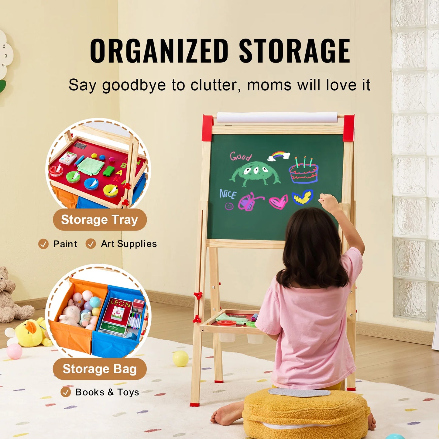 SucceBuy Children Magnetic Drawing Board WordPad Baby Color Graffiti Standing Art Easel Educational Drawing Toys for Kids Girl