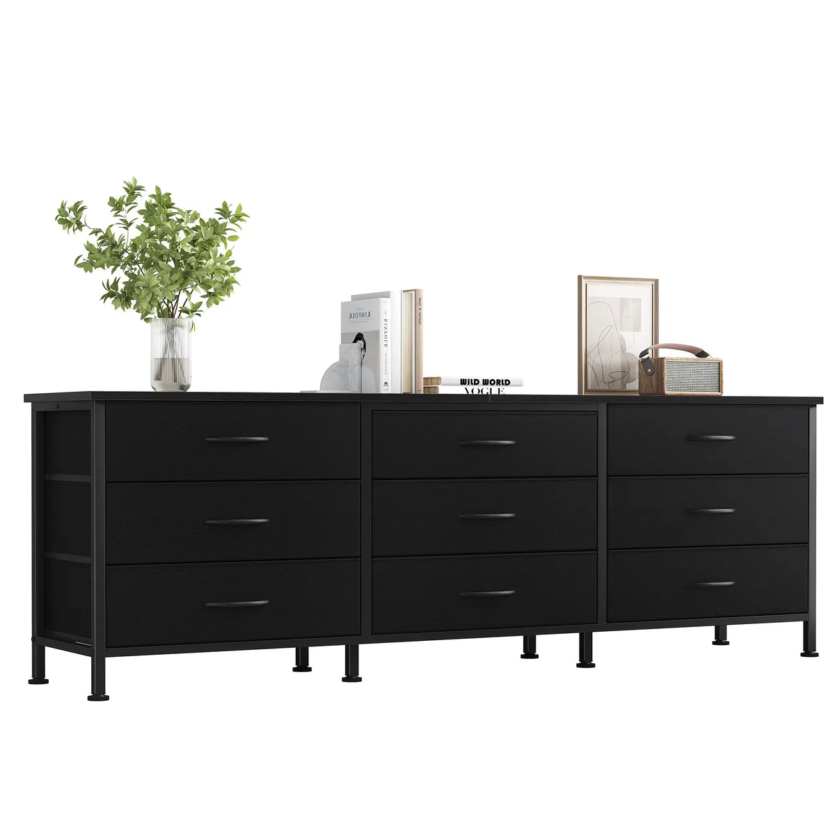JHK 9 Drawer Metal Living Room Entertainment Center Cabinet