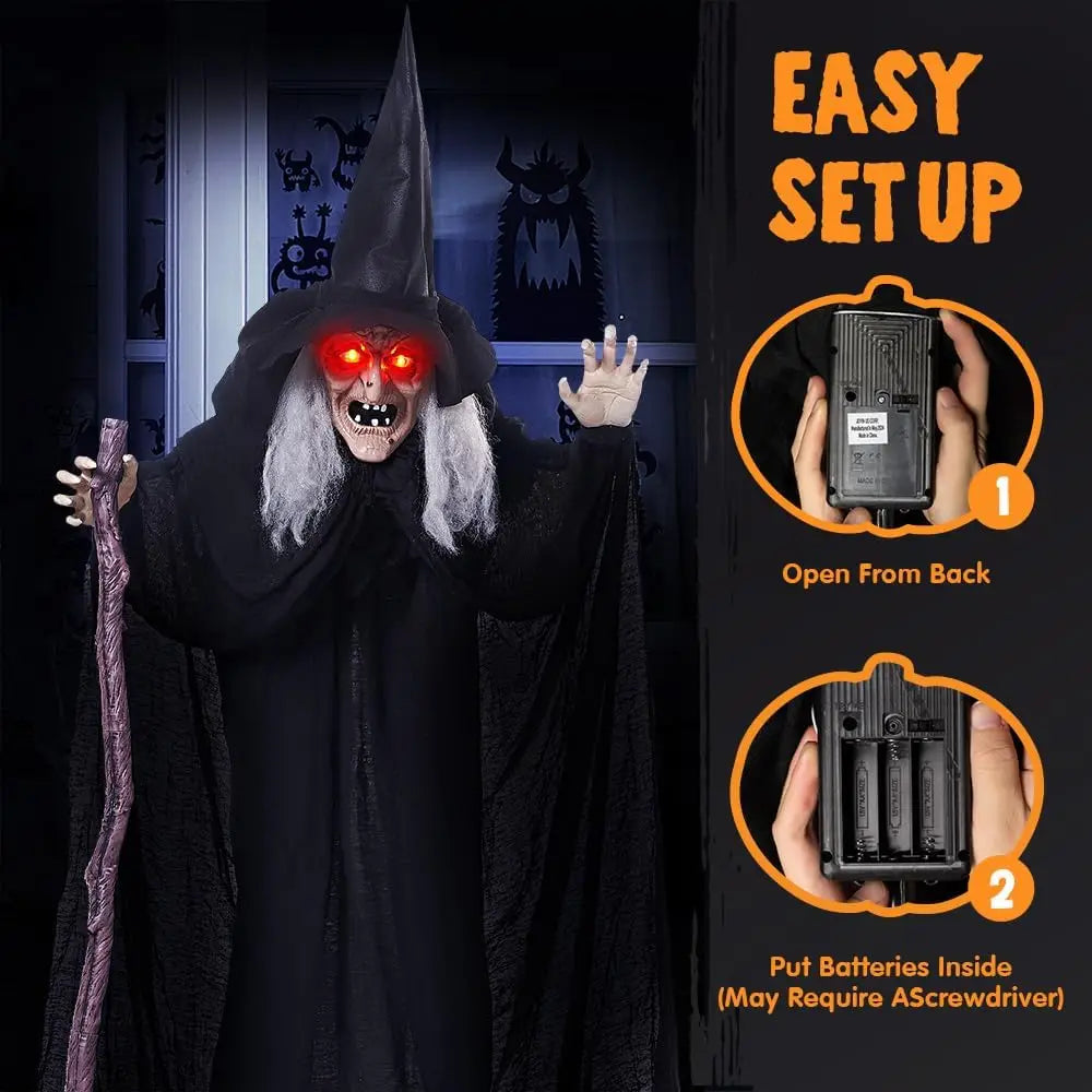 Joyfy Animatronic Witch Halloween Outdoor Decor With Light And Sound