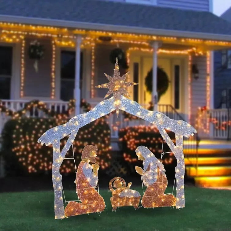 Halloween Thanksgiving Happy Family of Three Into The Courtyard Home Decoration