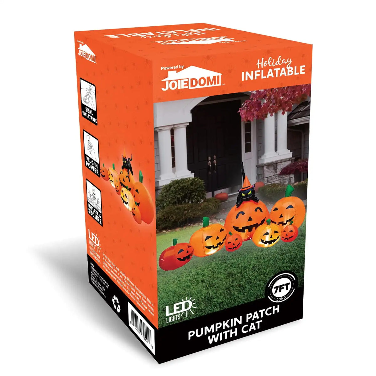 Joyfy Halloween Pumpkin Inflatable With Witch Cat And LED Lights