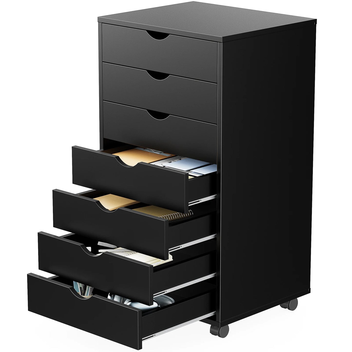 JHK 7 Drawer Chest With Wheels Nightstand Storage Cabinet