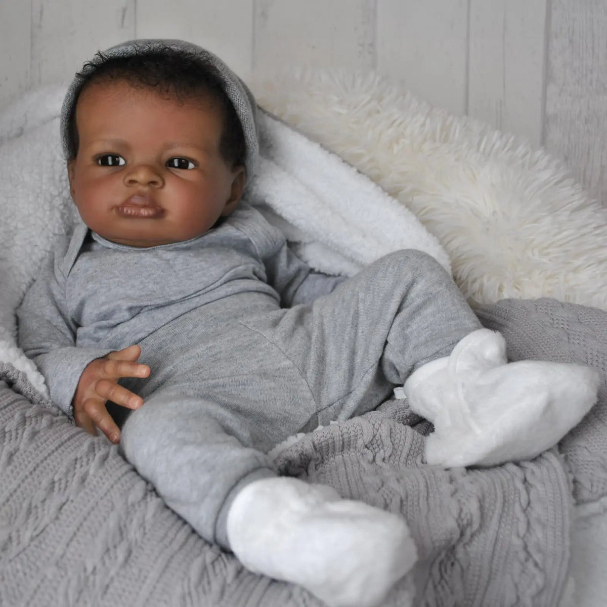 Risbecko Lifelike African American Reborn Baby Doll Soft Cloth Body