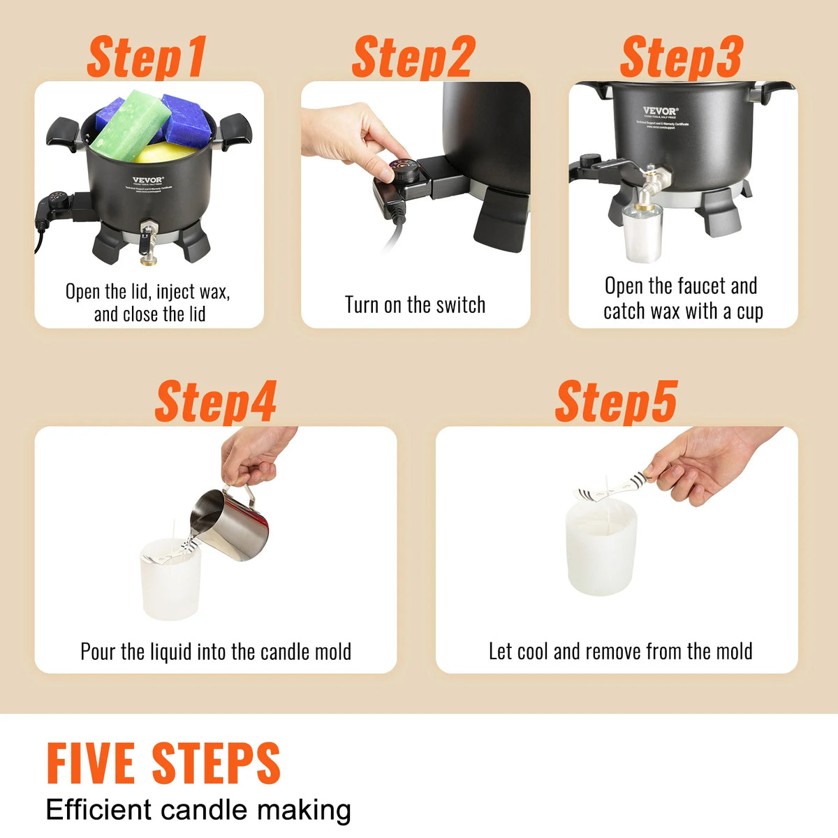 SucceBuy Electric Wax Melter For Candle Making Easy Pour Spout