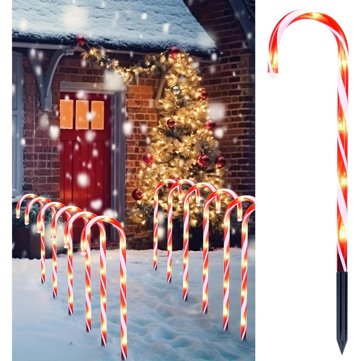 Joyfy Christmas Candy Cane Pathway Marker Lights
