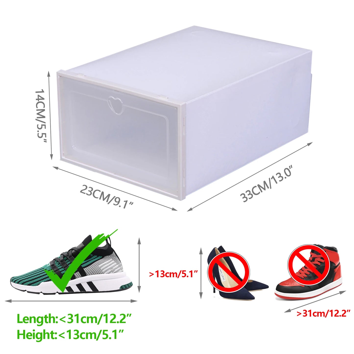 Pack of 20 Shoe Boxes Stackable Foldable Transparent Plastic Container Shoe Box with Lid White Shoe Organizer with Drawer