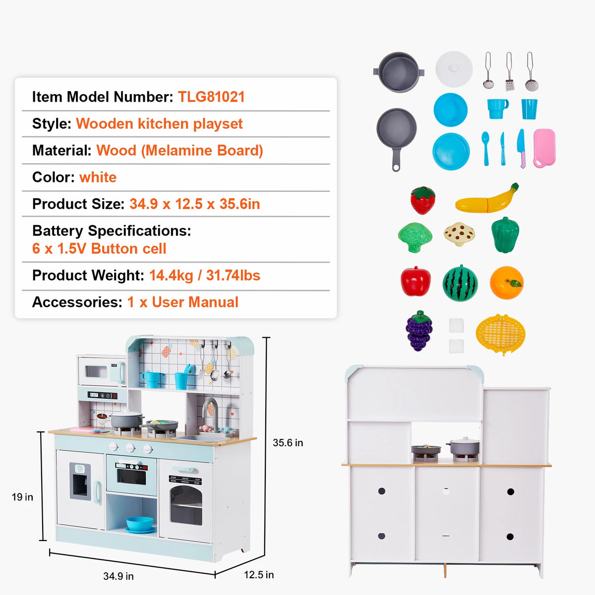 SucceBuy Pretend Play Kitchen Set With Cooking Accessories For Kids