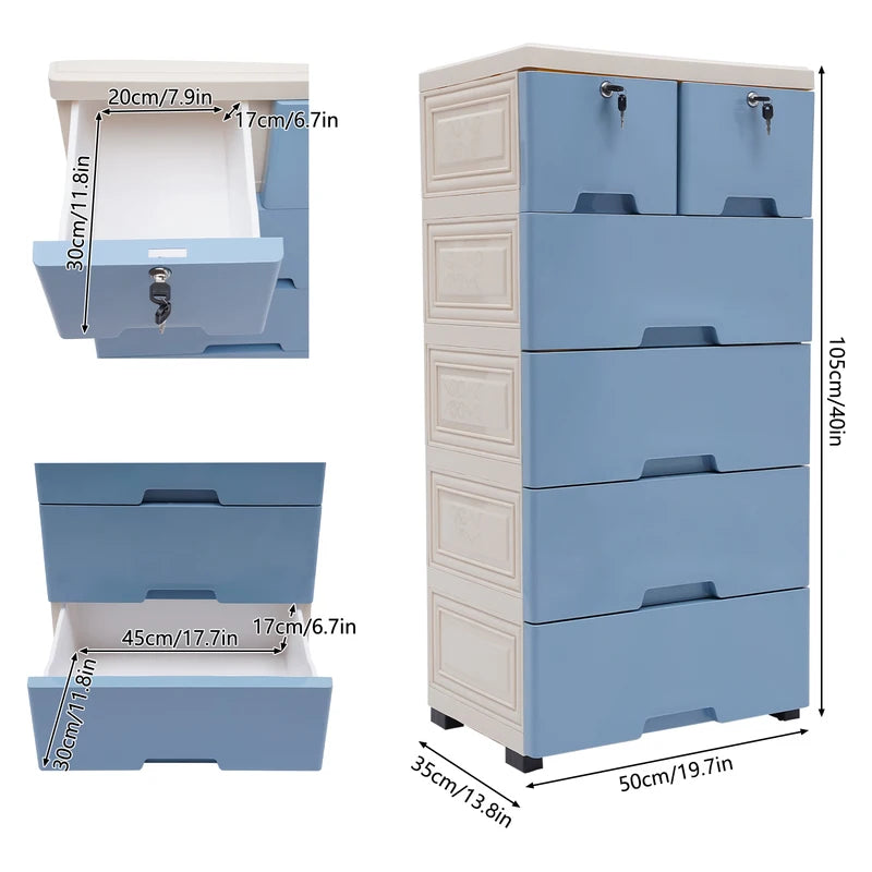 Plastic Storage Drawer Cabinet For Living Room And Bedroom