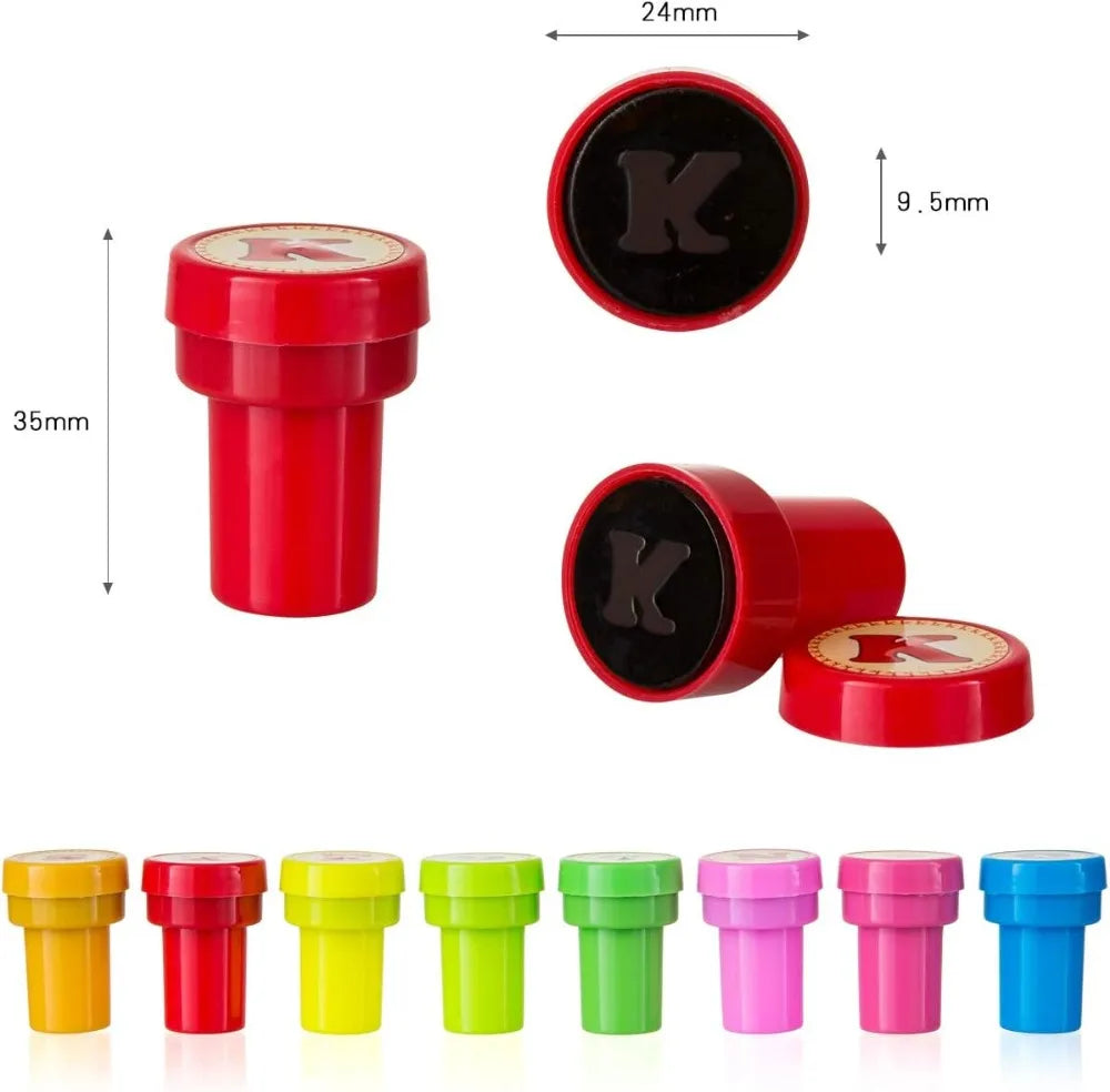 Self Ink Stamp Set for Kids, Number & Alphabet Stamps, Birthday Party Favors