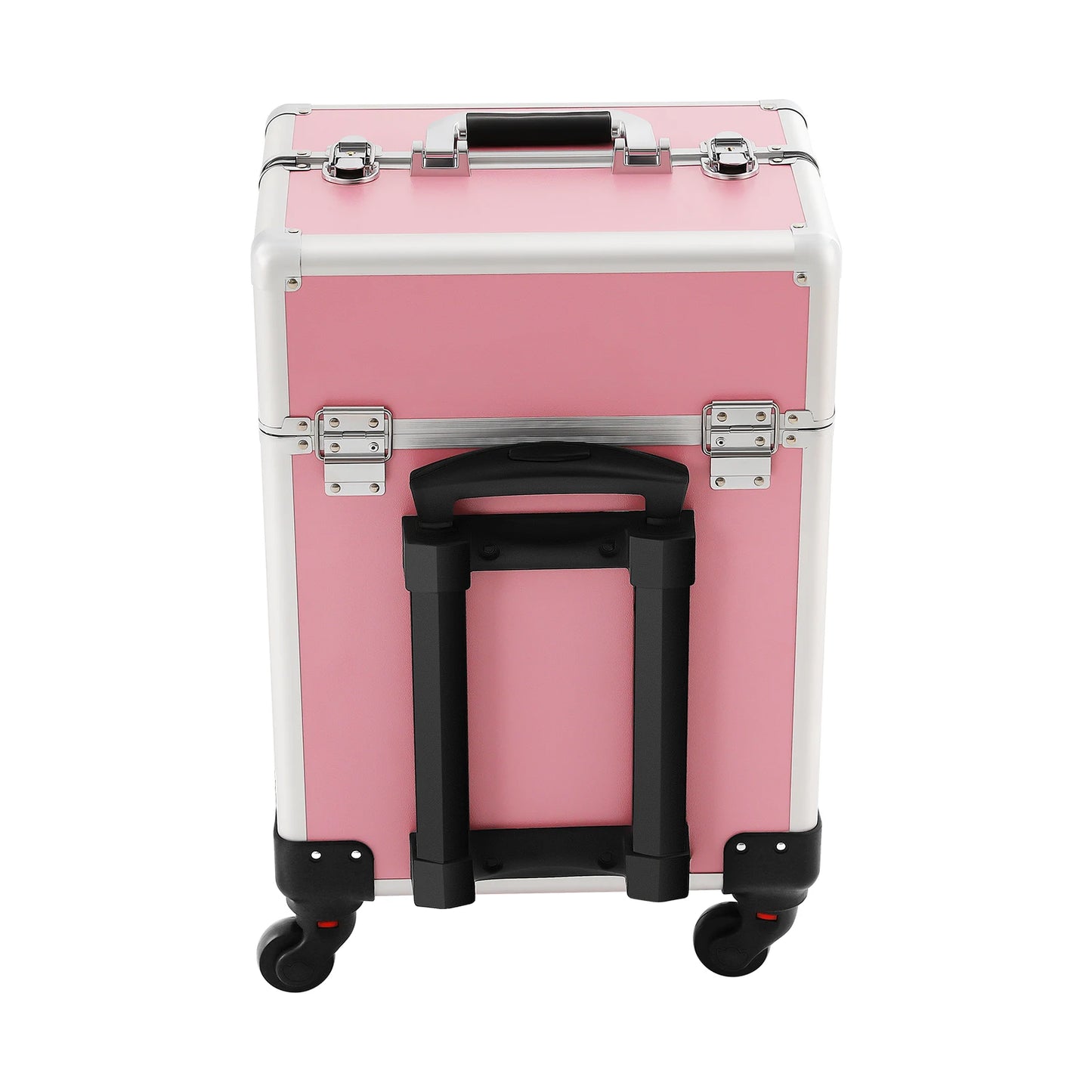 NEWEST Cosmetic Case Trolley with Locks, Professional Rolling Makeup Train Case with Drawers, Large Cosmetic Trolley Cosmetics Storage Organizer for Travel Makeup / Nail Art / Hair Styling, (Pink)