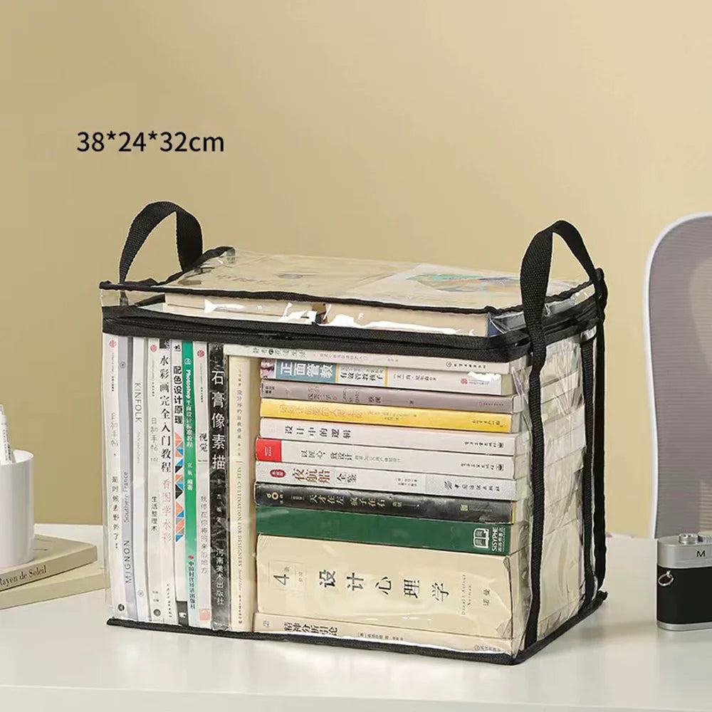 Foldable Transparent Storage Organizer Box With Handle For Books Toys