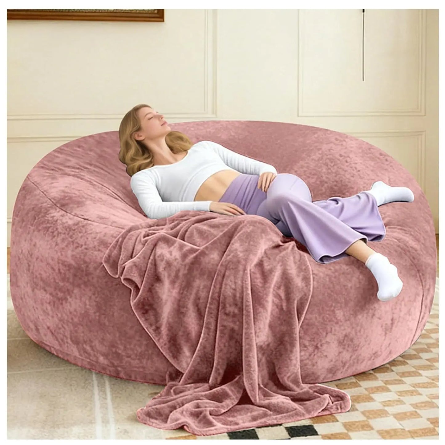 Memory Foam Bean Bag Chair Synthetic Leather Lounge Seating