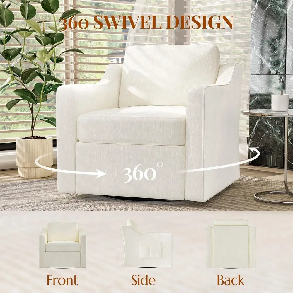 360° Swivel Accent Chair Set o 2, Large Comy Reading Chairs, Square Single-Seat Armchair Upholstered Soa or Reading, Nursery, Li
