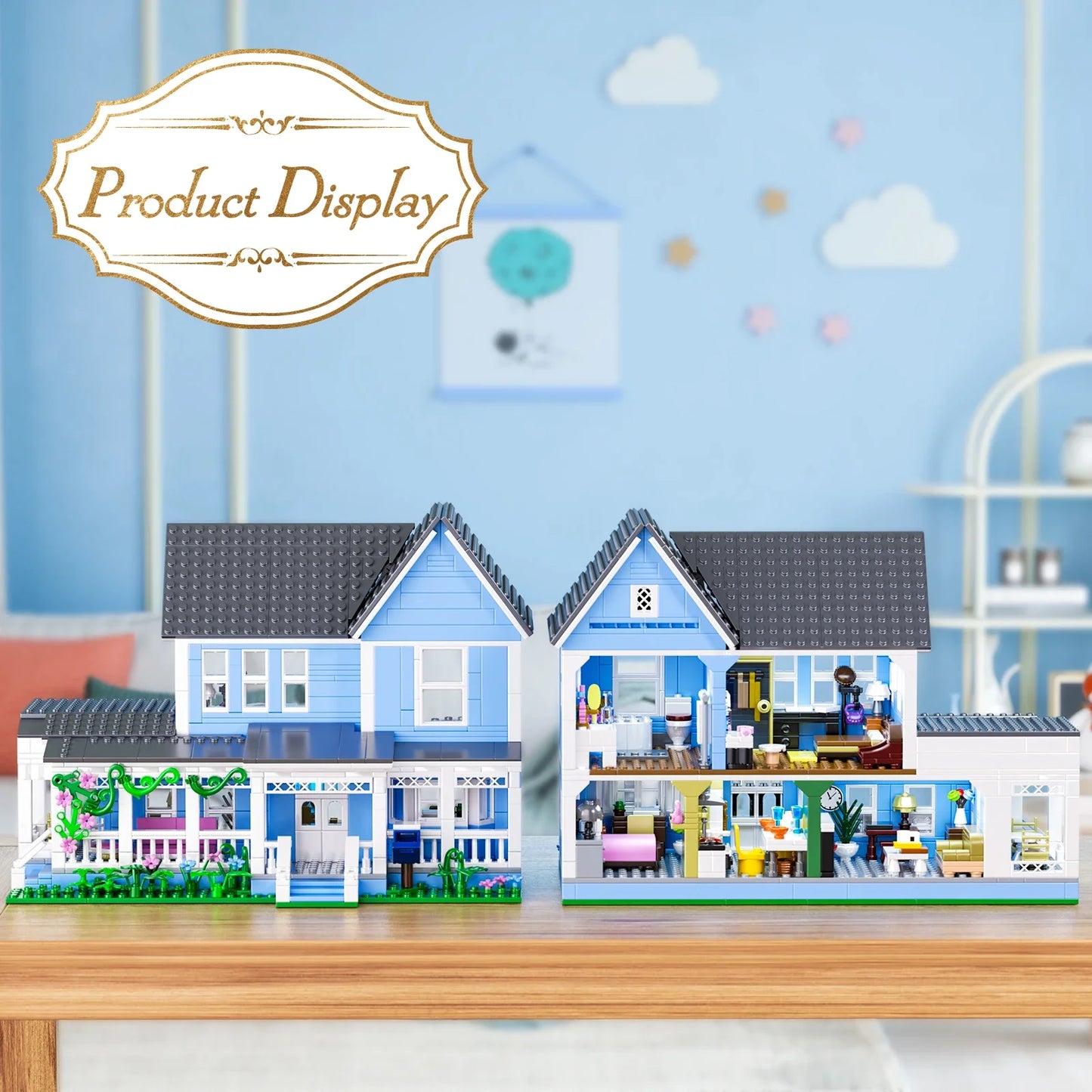 Lorelai Girls Movie House Building Block Girls Blue Palace Model Toys Ideas Hut Set Children Gifts (1107PCS)