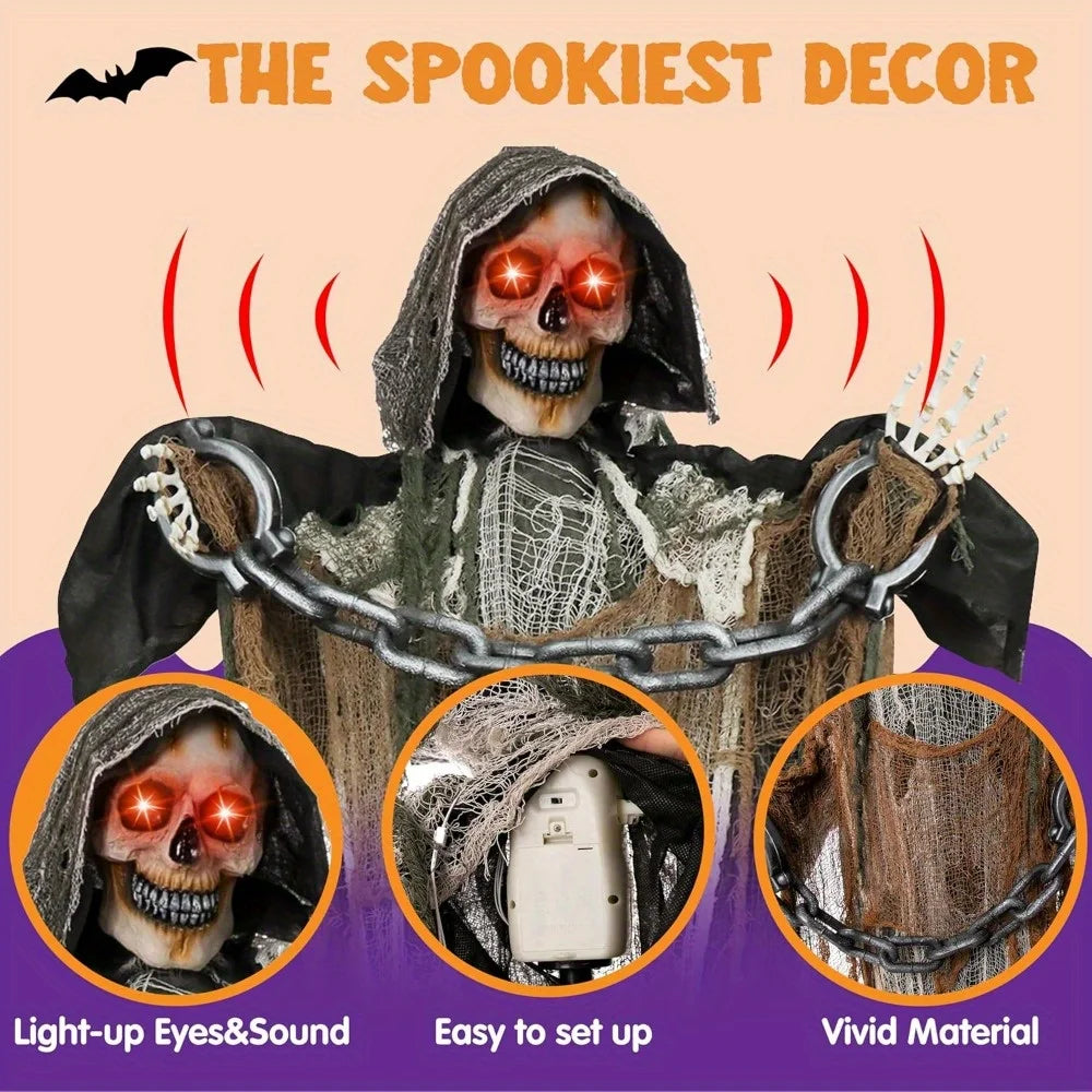 Joyfy Animated Halloween Grim Reaper Outdoor Sound Activated Decoration