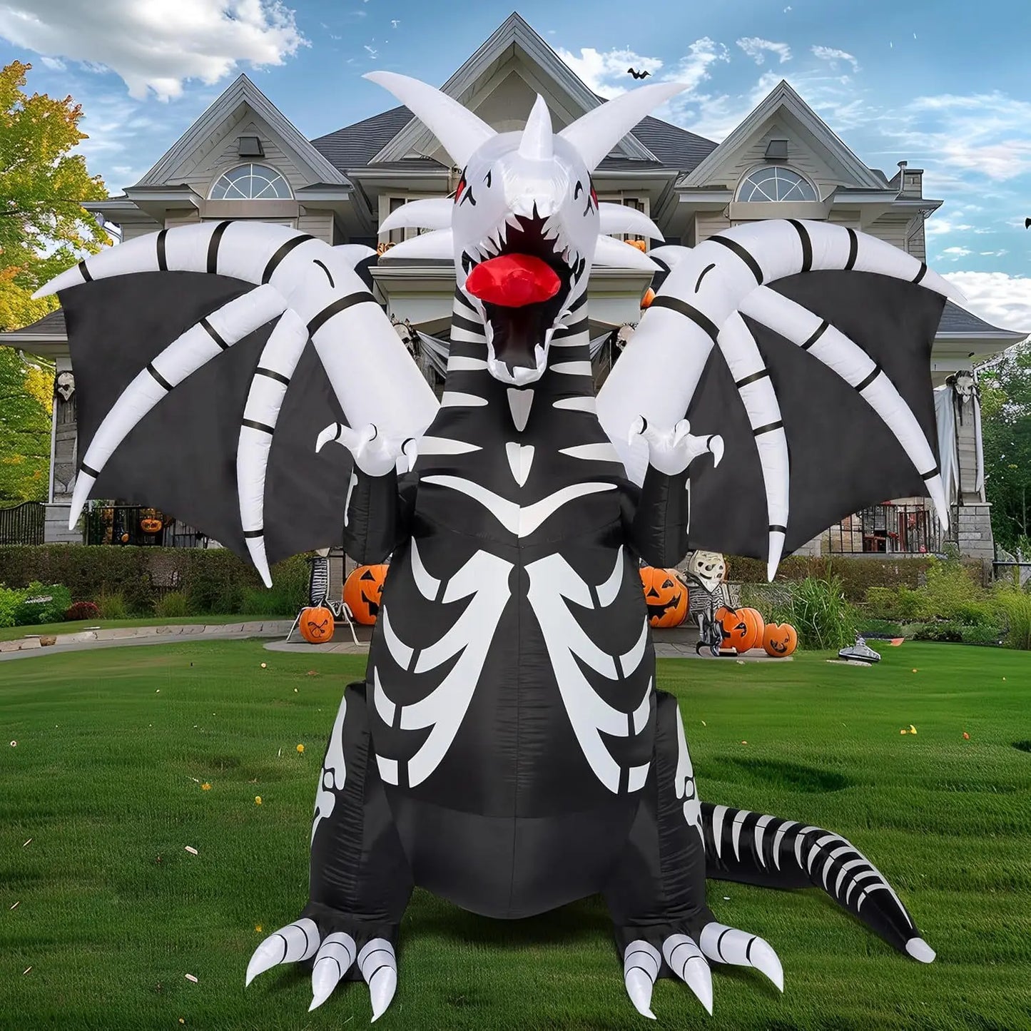 Joyfy Skeleton Dragon Halloween Outdoor Inflatable LED Decoration