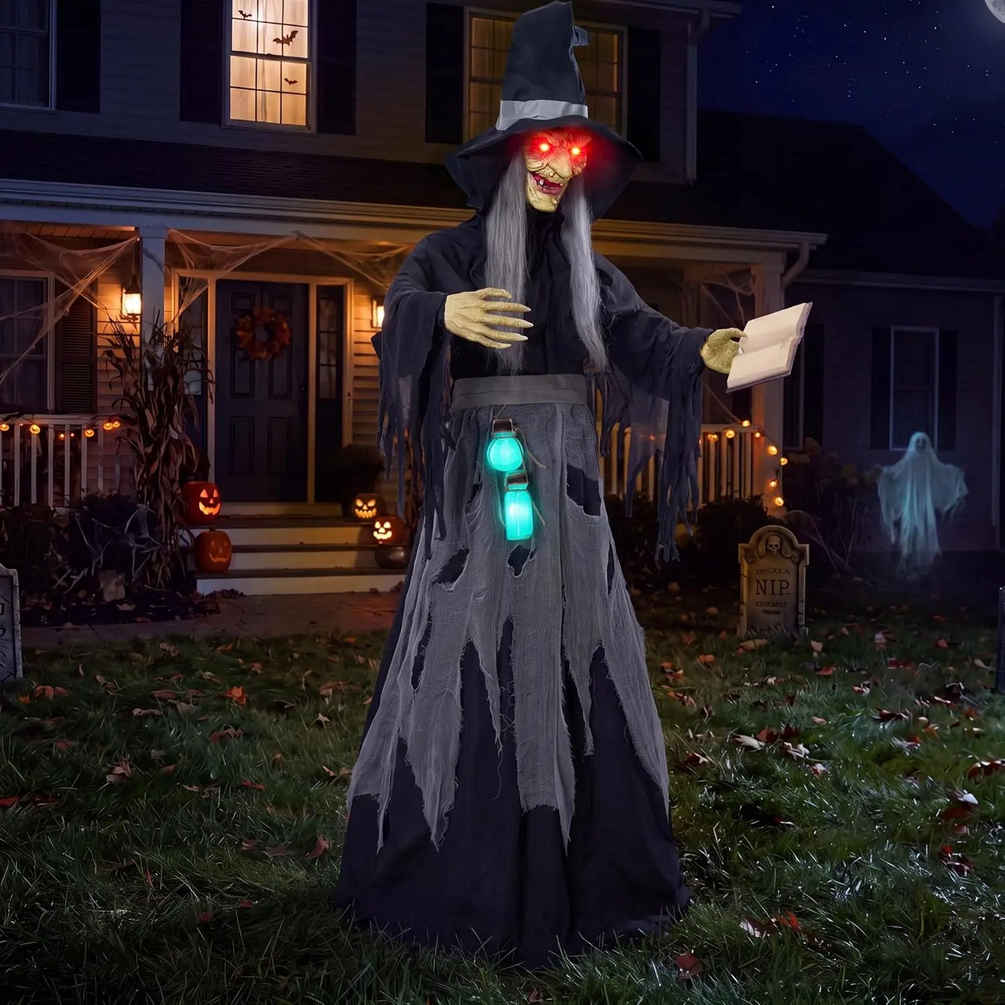 Joyfy Sound Activated Animatronic Witch Halloween Outdoor Decor