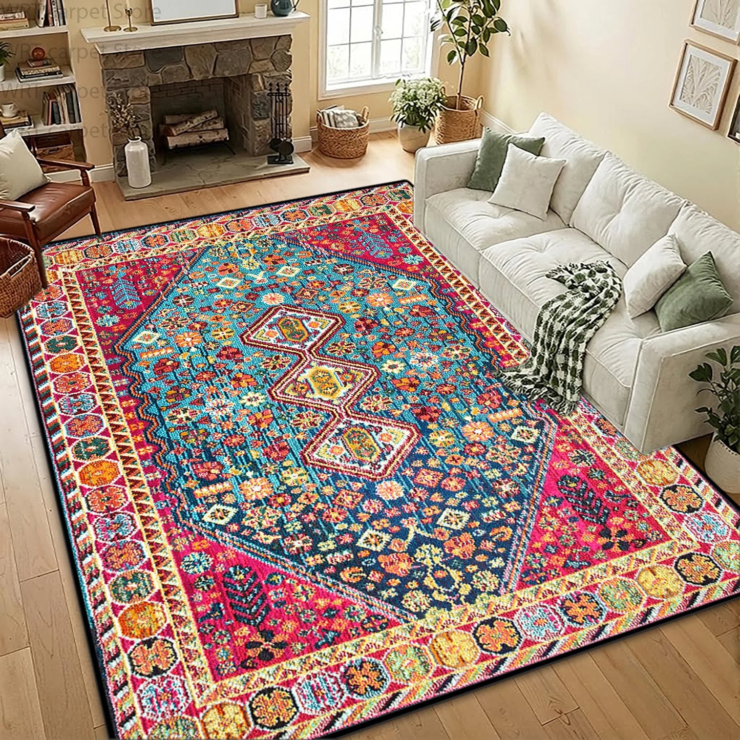 Premium Anti Slip Bohemian Retro Geometric Floor Rug