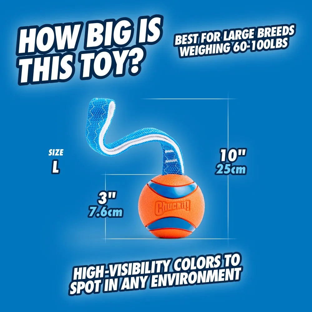 Large Dog Tug Toy with Ball and Pull Strap Interactive Chew Toy for Aggressive Chewers Medium Big Breed Dogs 60 100 lbs Tough Durable Rubber Ball for Tug of War Fetch Outdoor Play Teeth Cleaning