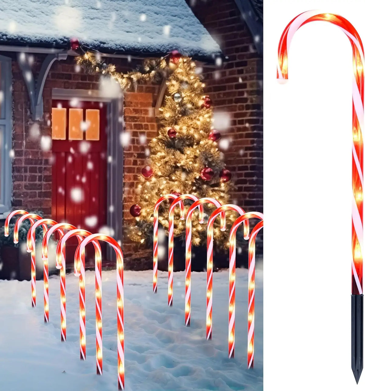 Joyfy Christmas Candy Cane Pathway Marker Lights