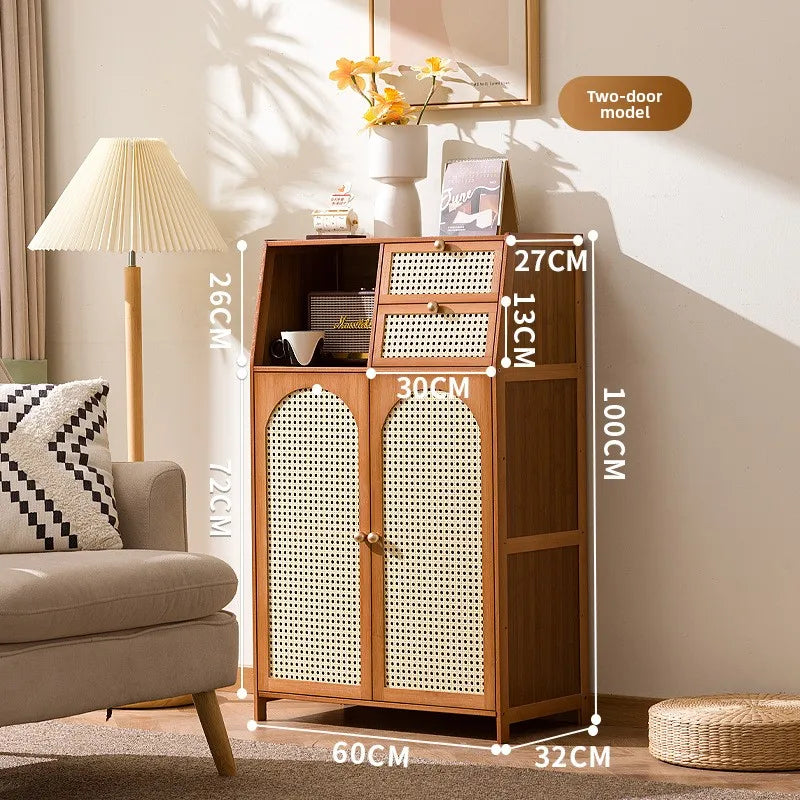 Bamboo Floor To Ceiling Bookshelf Storage Cabinet With Door