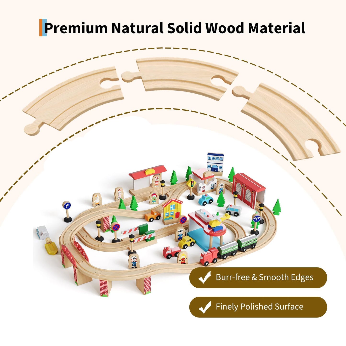 84PCS Wooden Train Table Set For Toddlers 3+, Kids Activity Play Table With Tracks, Trains, Bridges, City Accessories & Storage Drawer