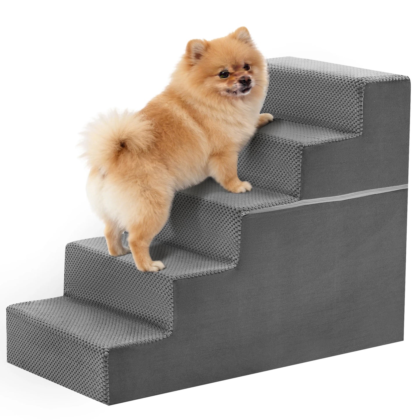 JHK 3-5 Step Angled Foam Dog Stairs For Small Dogs