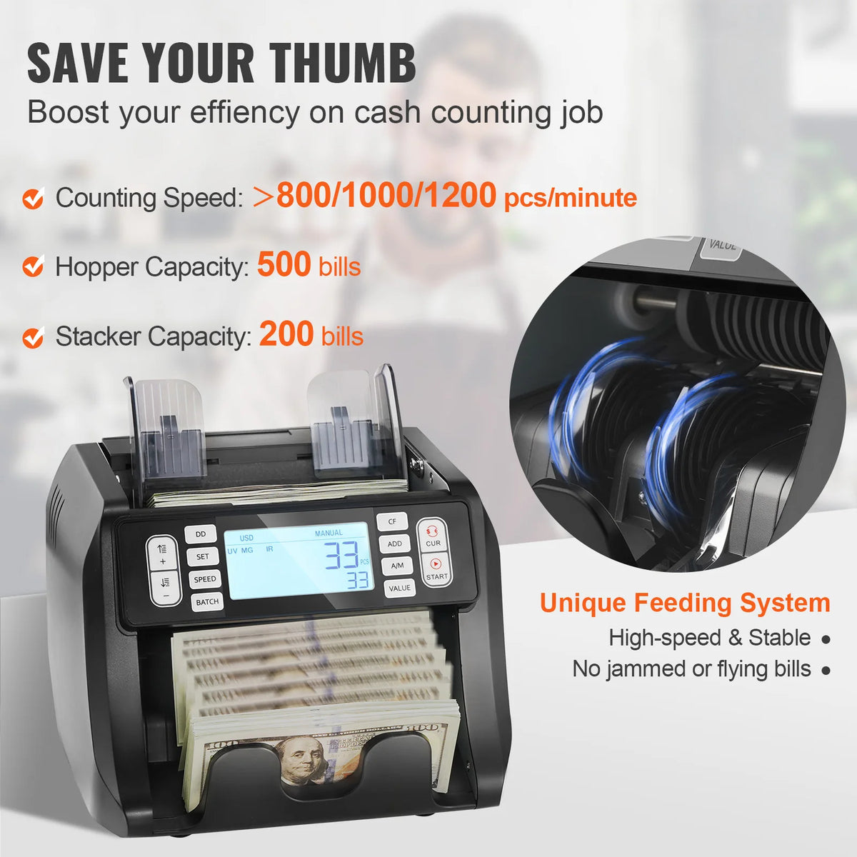 SucceBuy Automatic Money Counter With UV Detection For Business