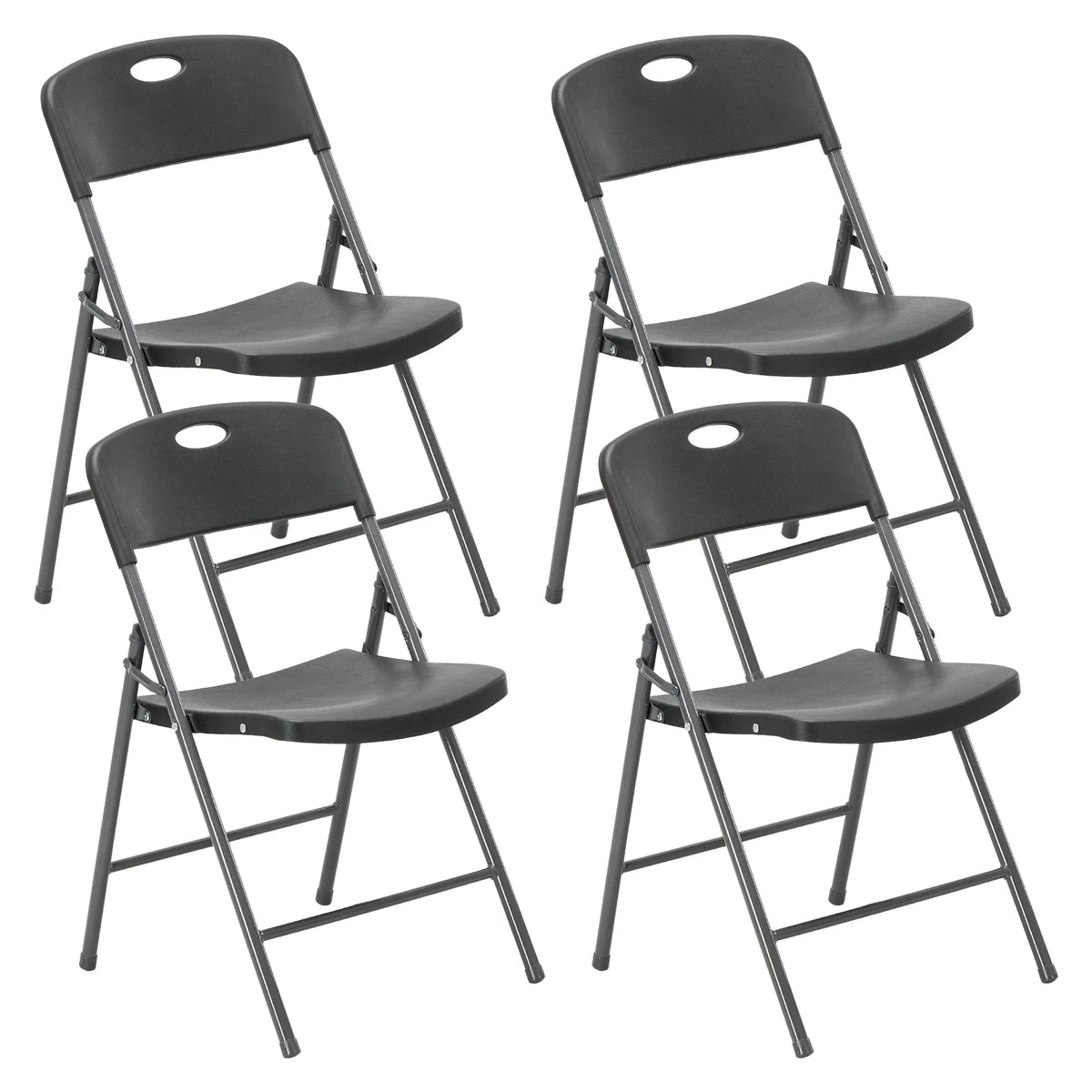 JHK Stackable Folding Chairs With Ergonomic Back for Home Dining Sets