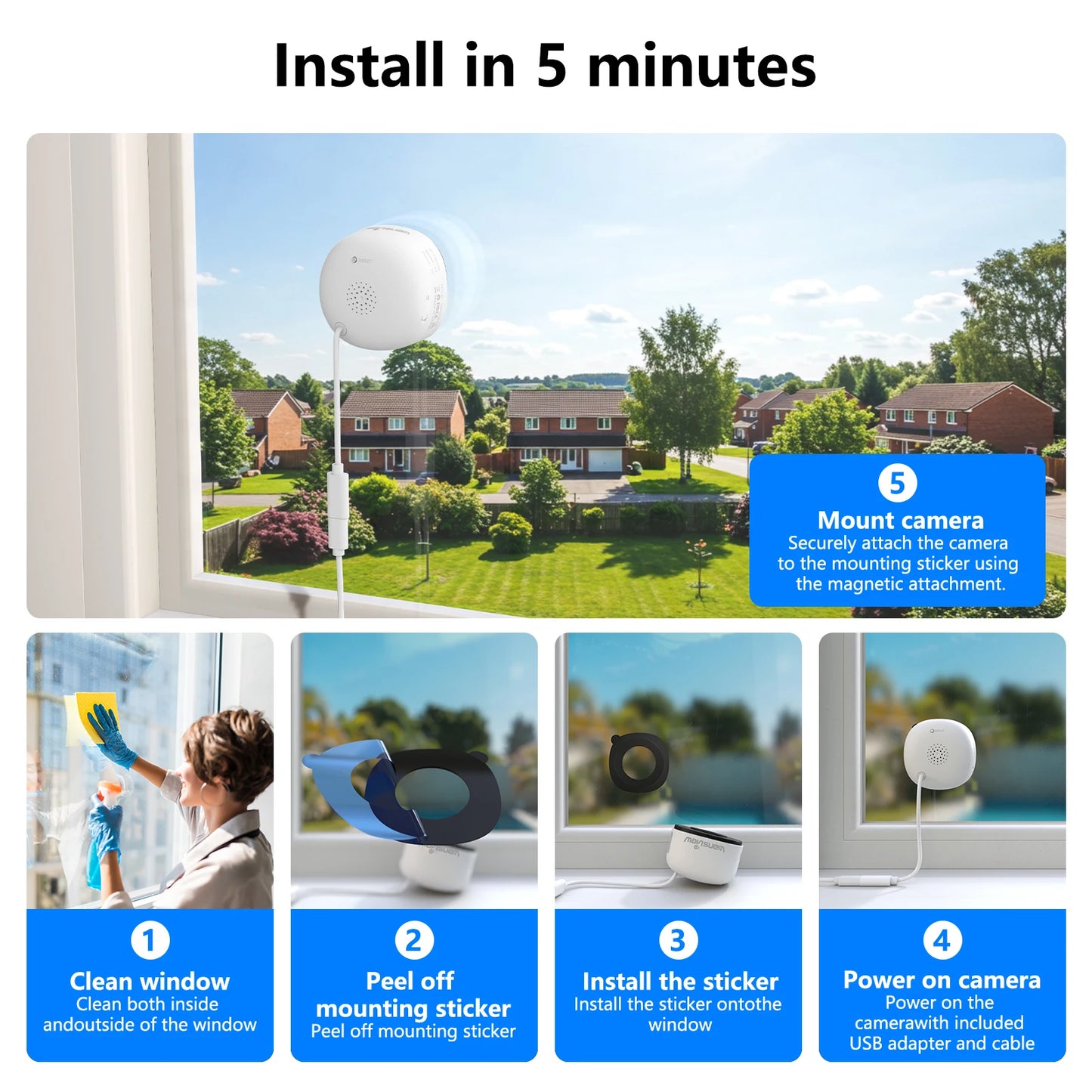 2K 3MP Window Wireless Security Camera With Night Vision