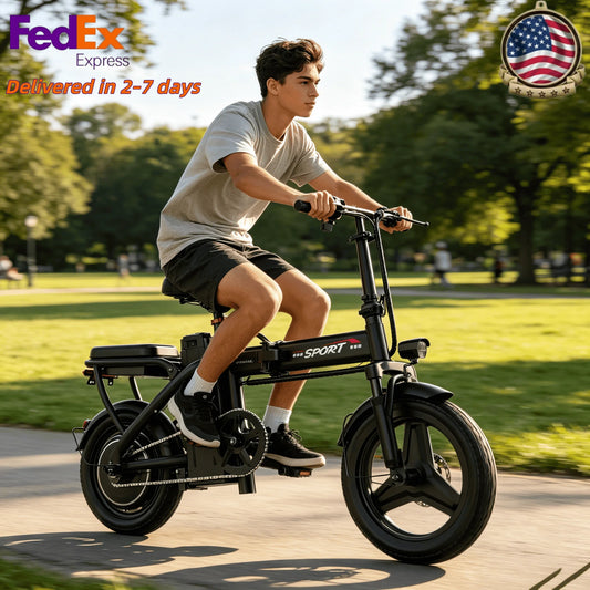 Electric Bike with 48V Battery & Brushless Motor, 15-25 MPH Folding E-Bike for Adults, Lightweight Commuter E-Bike