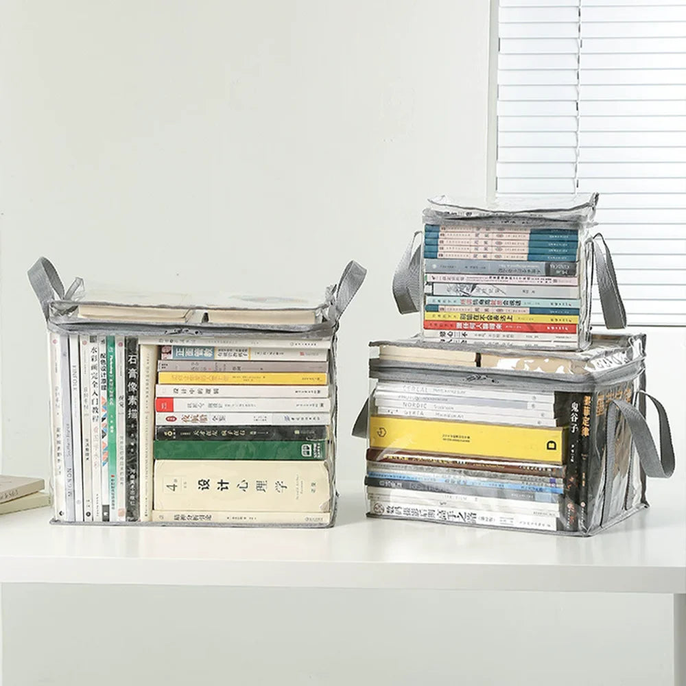 Foldable Transparent Storage Organizer Box With Handle For Books Toys