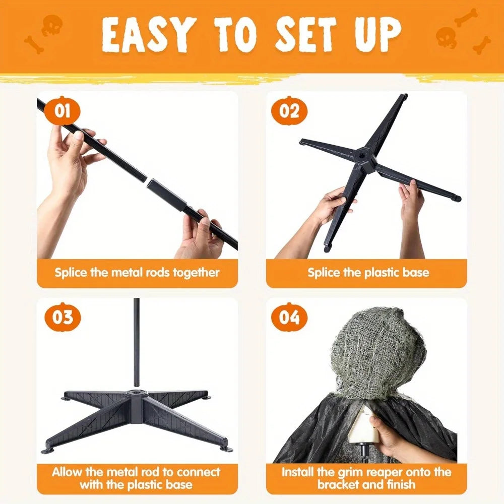 Joyfy Animated Halloween Grim Reaper Outdoor Sound Activated Decoration