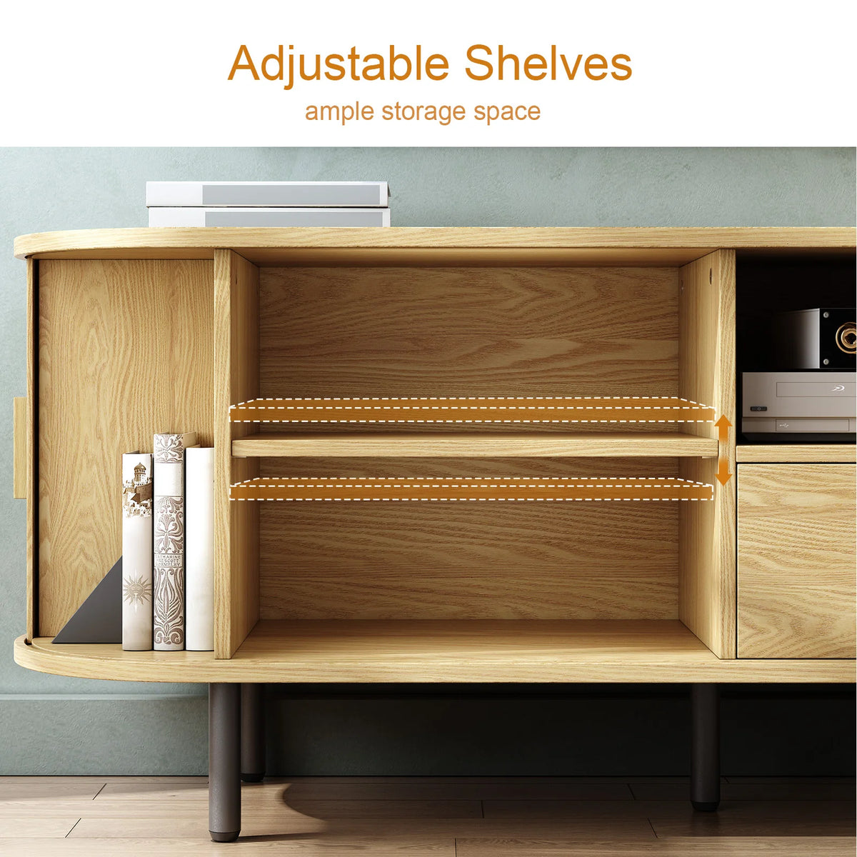 ONBRILL Modern TV Stand With Power Outlet Storage And Drawer