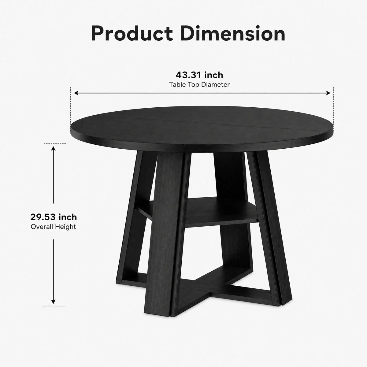 HiMISS Modern Farmhouse Pedestal Dining Table With Storage Shelf
