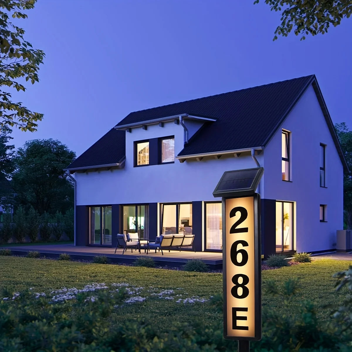 Solar Powered Outdoor Address Sign Light With Automatic Night Lighting