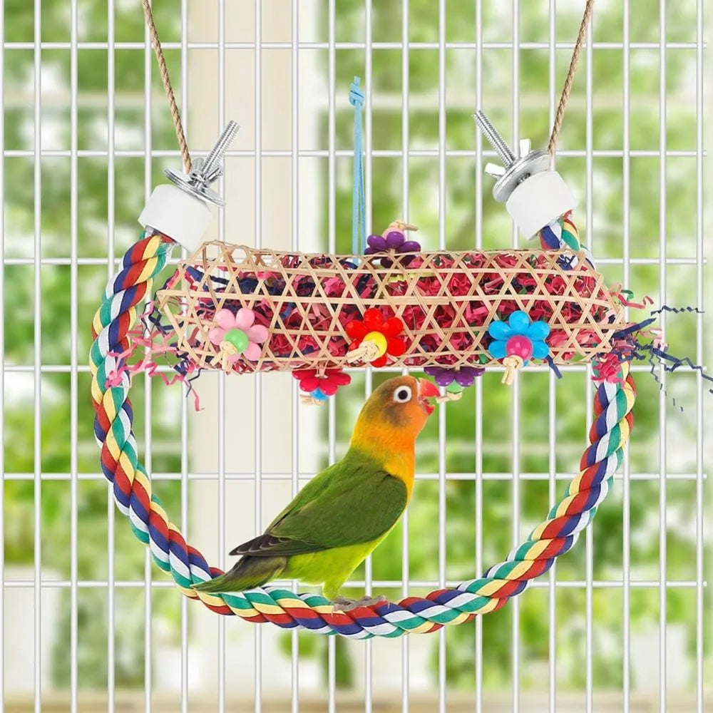 6 PCS Bird Chew Toys Cage Removal Pendant Parrot Paper Toys Bite Toys Cage-hanging Chew Paper Ball Toys Bird Foraging Toys
