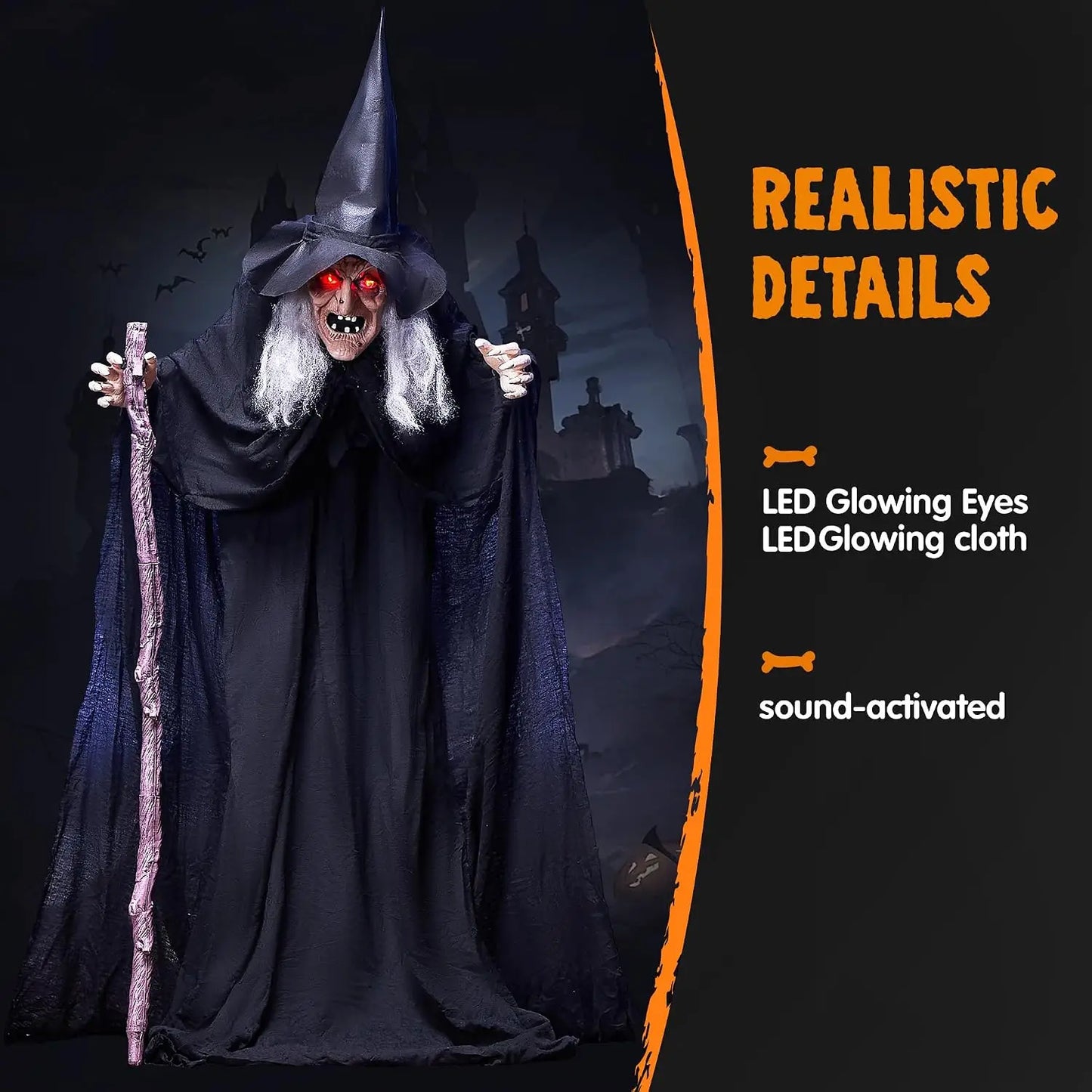 Joyfy Animatronic Witch Halloween Outdoor Decor With Light And Sound