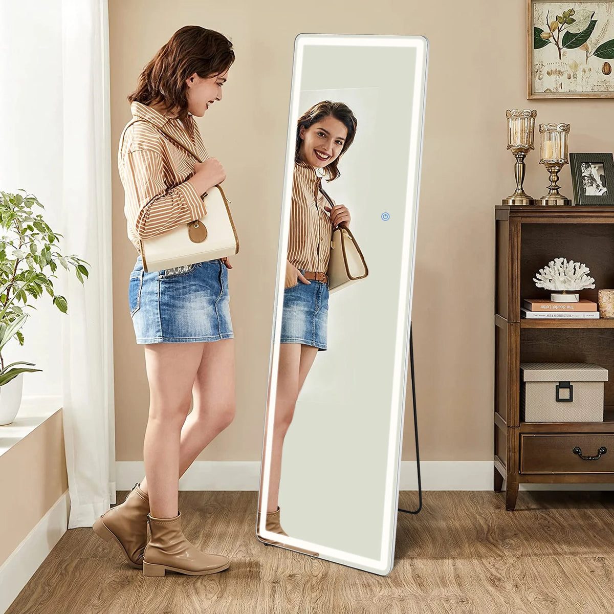 MCQ Full Length Shatterproof Glass Mirror With Slim Aluminum Frame