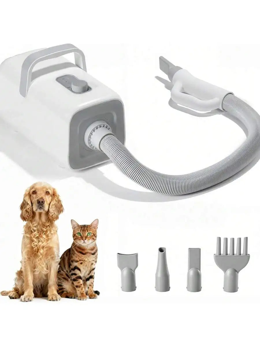 Sweetcrispy Dog Hair Dryer, 1550W High Velocity Pet Blow Dryer With Heater For Grooming, Speed Temperature Adjustable Dog