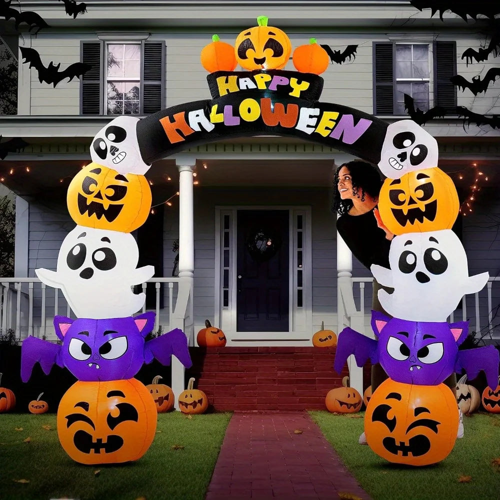Joyfy Halloween Pumpkin Archway Inflatable With LED Lights Outdoor Decoration