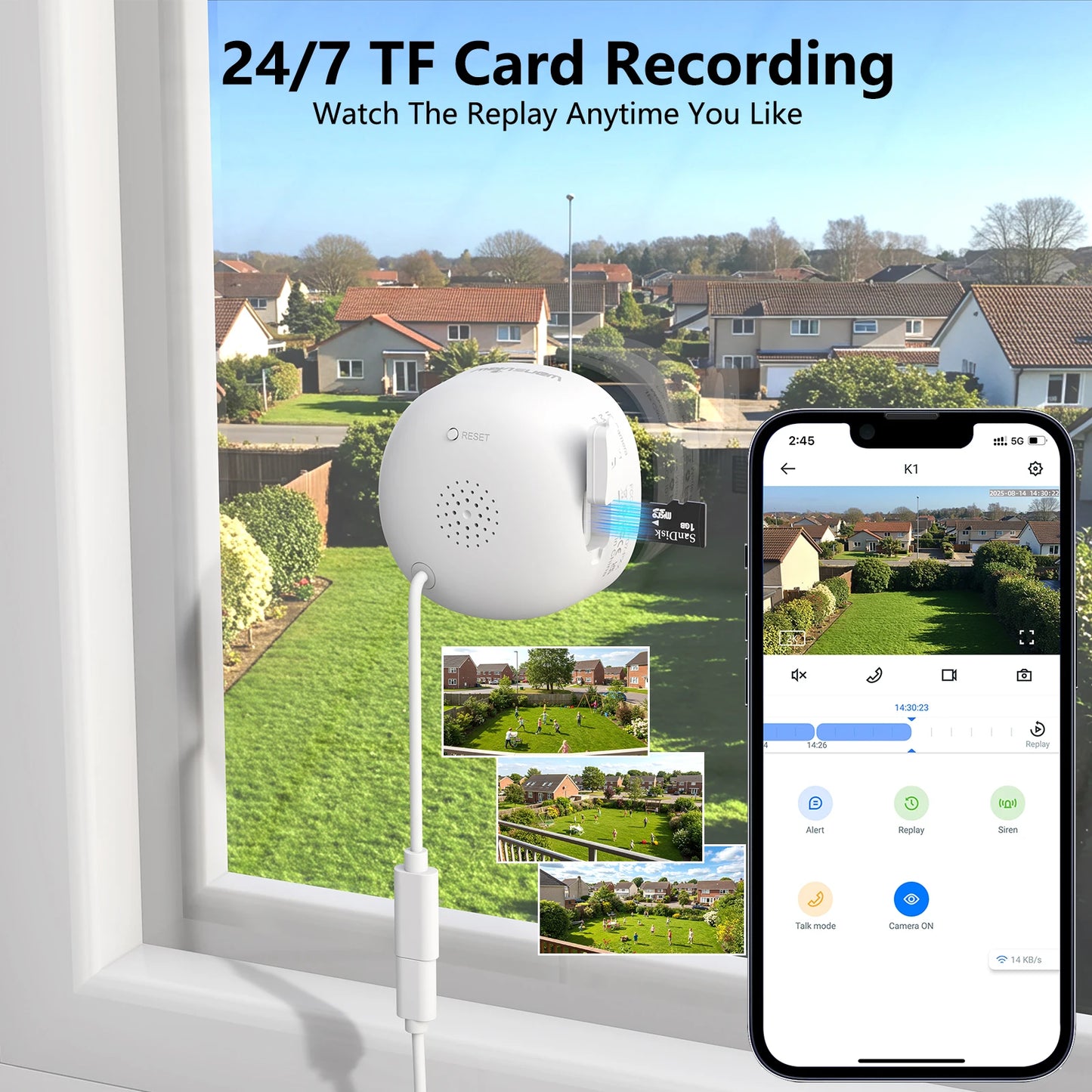 2K 3MP Window Wireless Security Camera With Night Vision