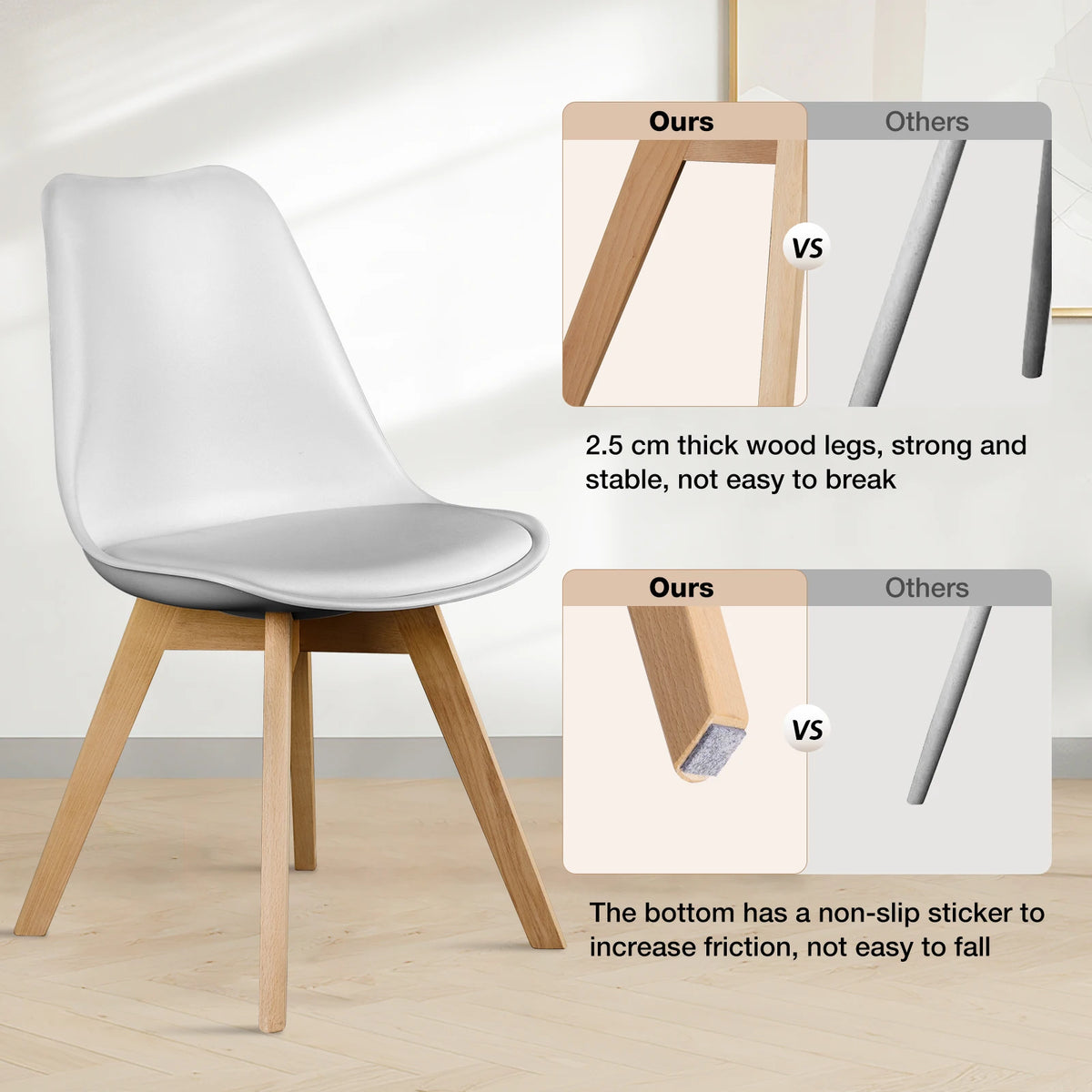 MCQ Ergonomic Waterproof Office Chair Set of 4 Wooden Frame Soft Cushion Lumbar Support High Backrest Heavy Capacity For Office