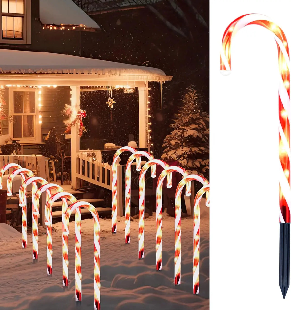 Joyfy Christmas Candy Cane Pathway Marker Lights