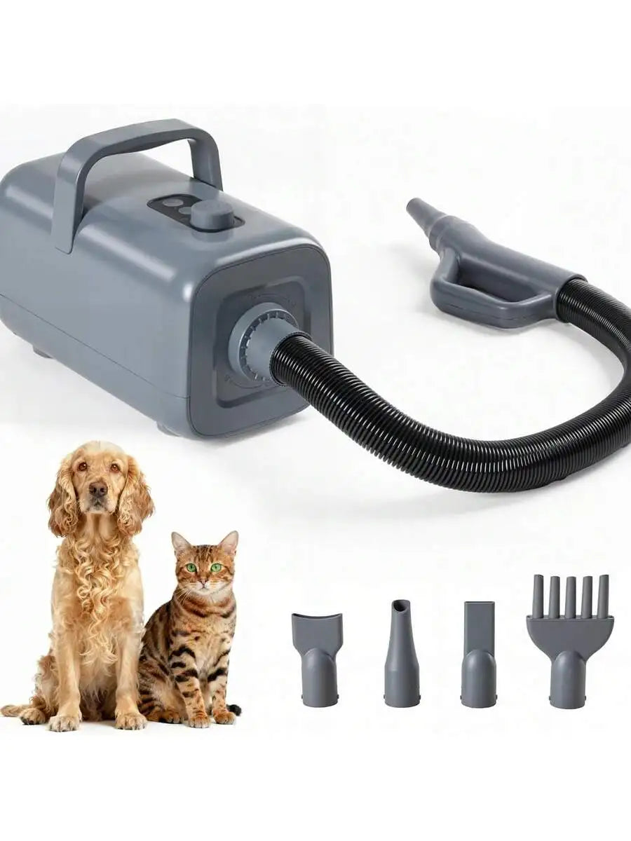 Sweetcrispy Dog Hair Dryer, 1550W High Velocity Pet Blow Dryer With Heater For Grooming, Speed Temperature Adjustable Dog