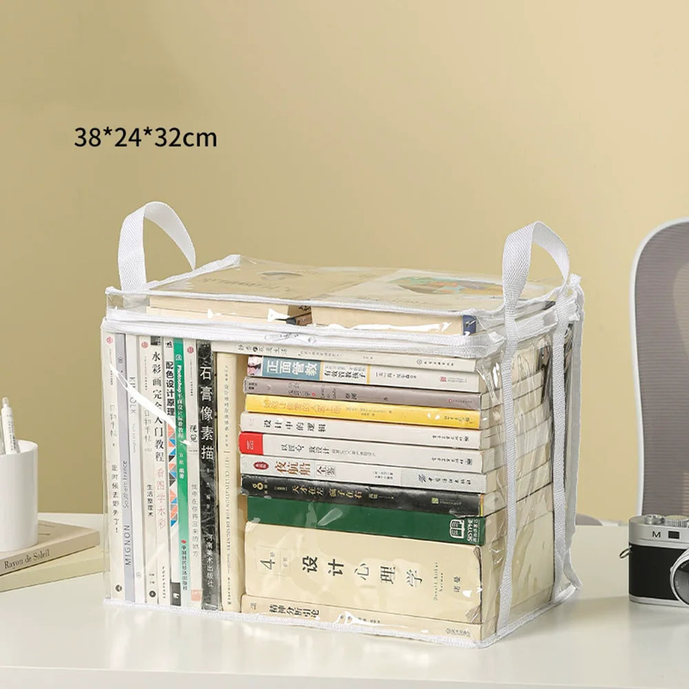 Foldable Transparent Storage Organizer Box With Handle For Books Toys
