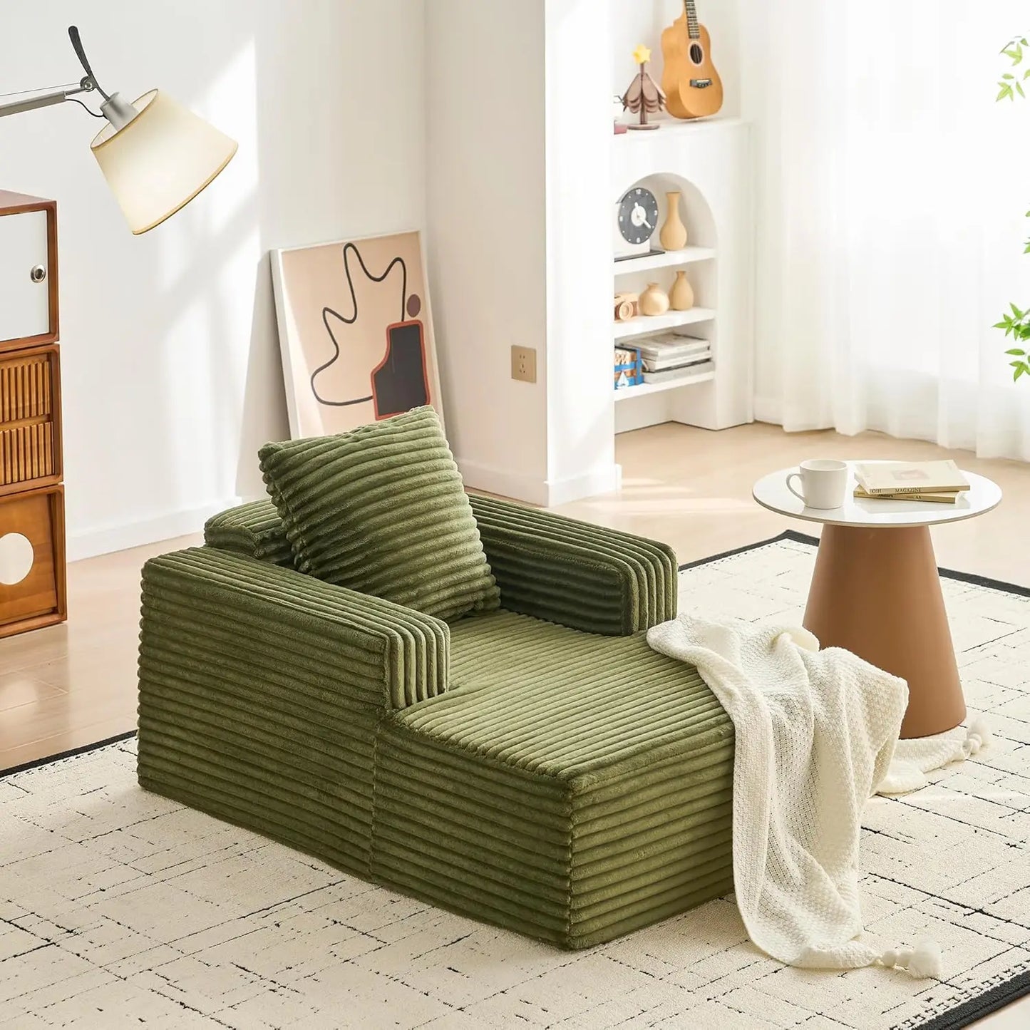 HobbyLane Cloud Chaise Lounge Sofa With Wide Armrests And Pillow